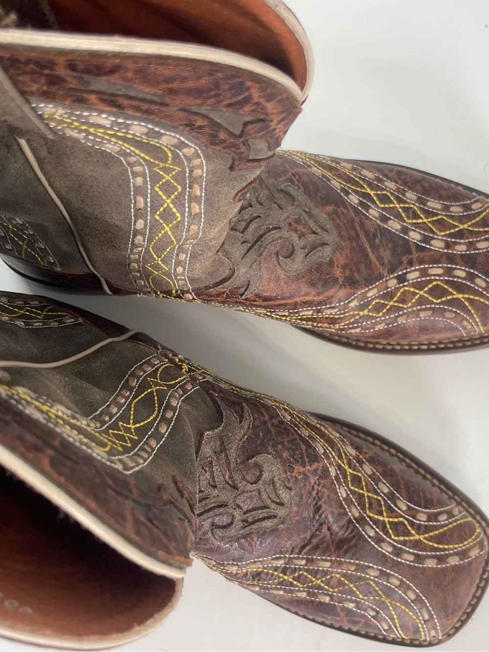 Dan Post Men’s 10.5 D Inlay Leather Square Toe Boots Western Rodeo Leather - Picture 7 of 7